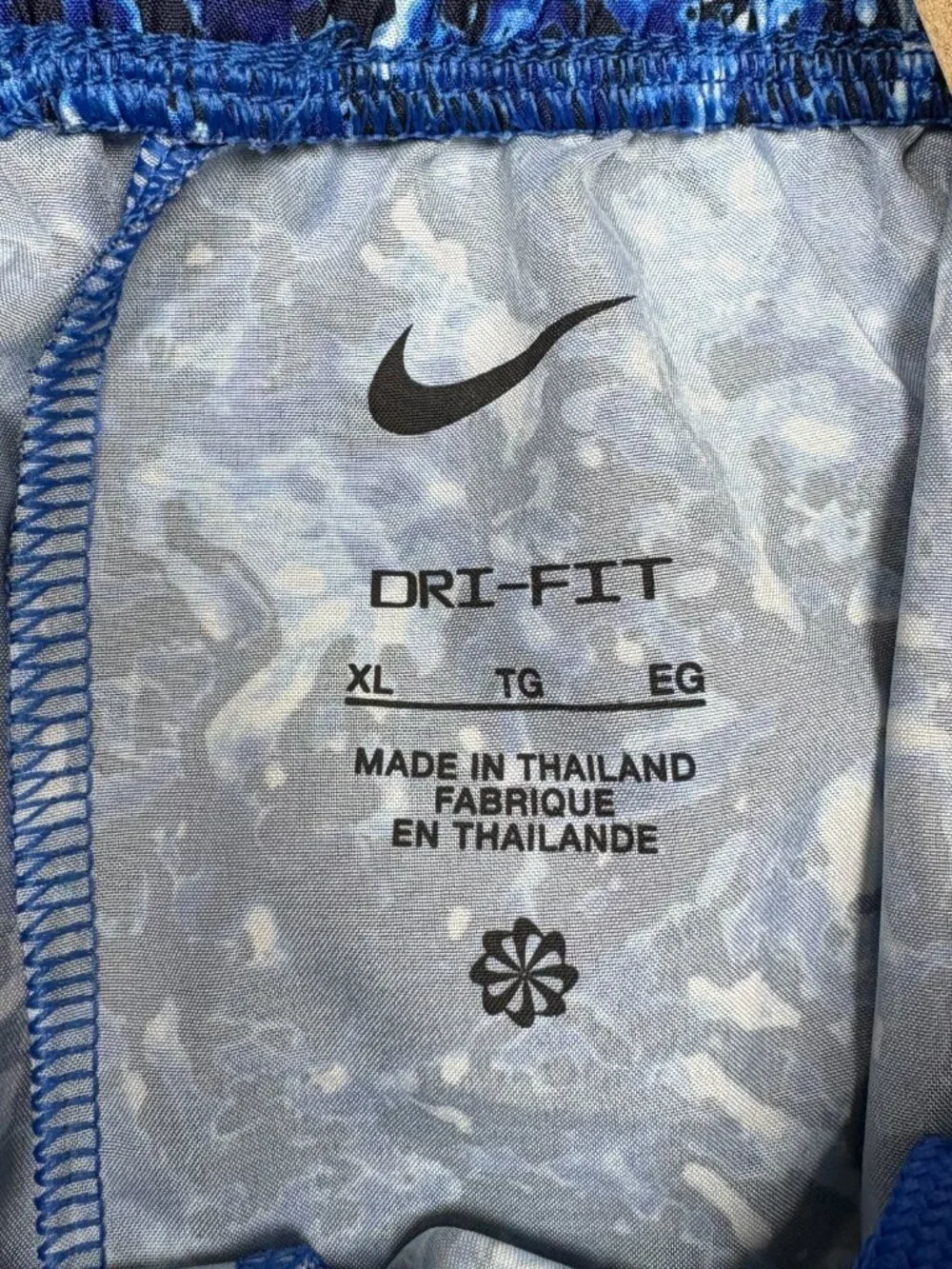 Nike Boys Dri-FIT Multi Printed Training Shorts Blue White Marble Athletic XL